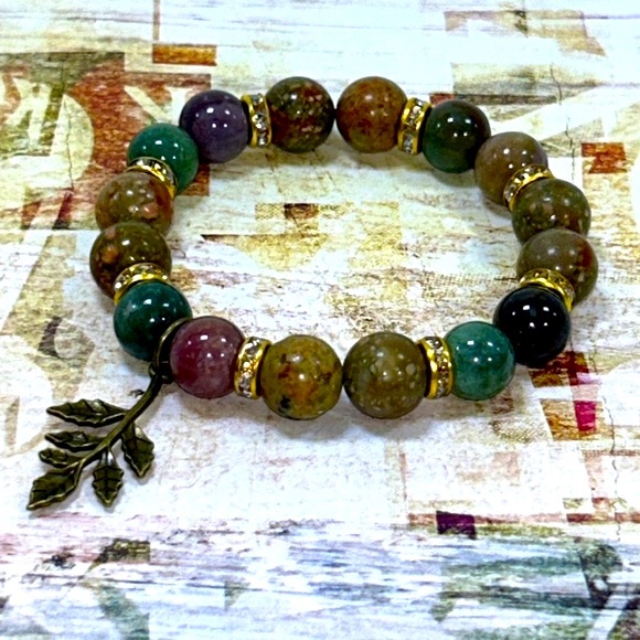 Handmade Tree Branch Charm Bracelet with Natural Indian Agate Stones! - Picture 6 of 6